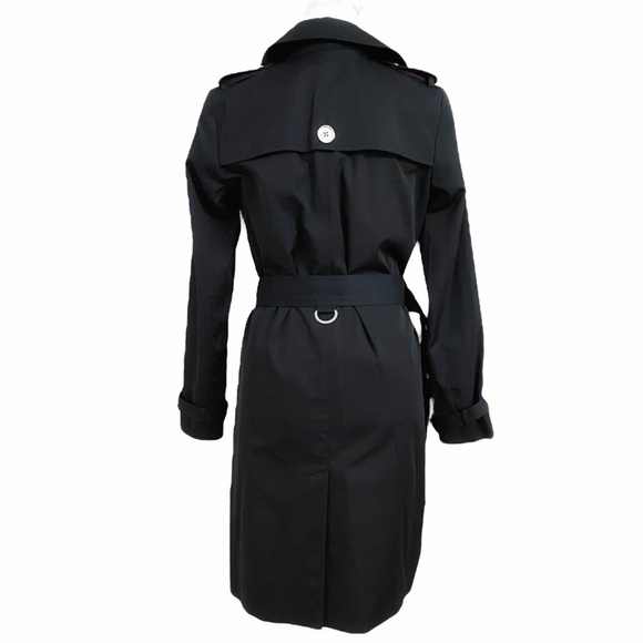 Nwot MICHAEL MICHAEL KORS BLACK DOUBLE BREASTED BELTED TRENCH COAT - XS - Picture 3 of 11